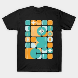 Atomic Age, Mid Century Abstract Teal, Aqua, Orange T-Shirt